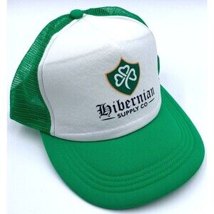 Hibernian Supply Co. Trucker Hat Retro 80’s Style Cap Unisex Green/White Irish